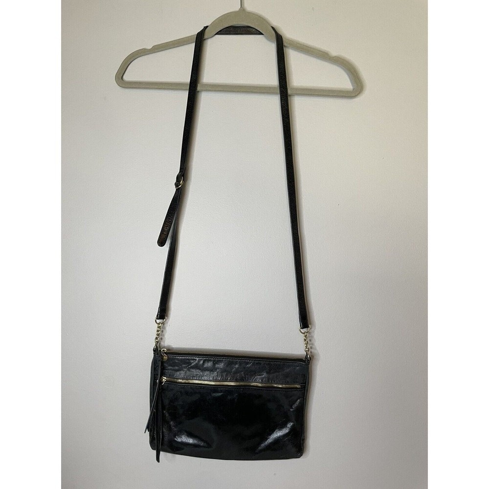 HOBO the Original Leather Crossbody Shoulder Bag Dark Gray Purse 11”x7.5”